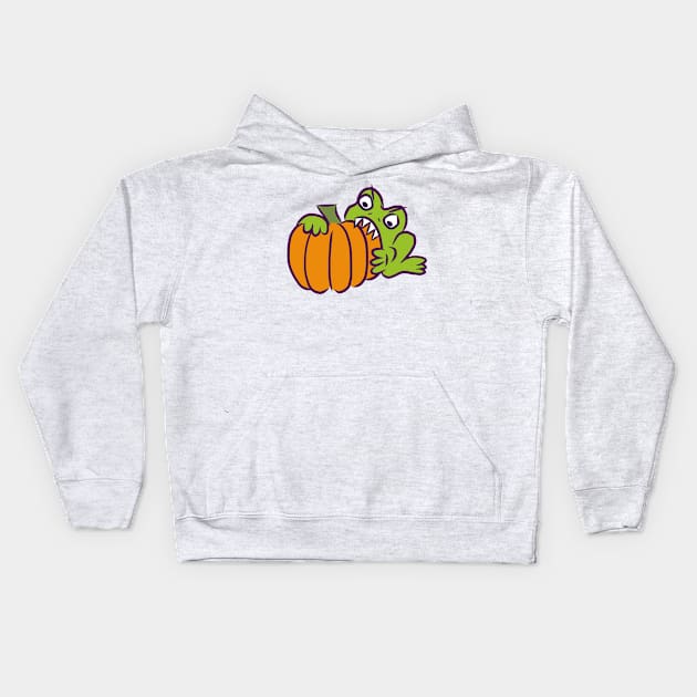 Frog Chomp Kids Hoodie by josierichey